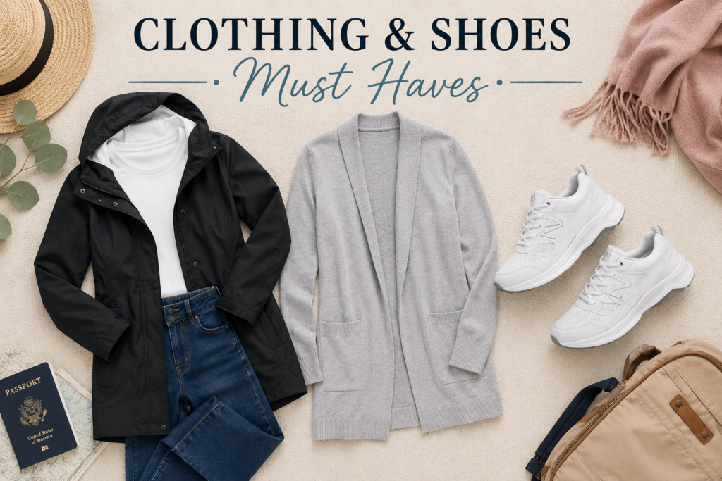 Clothing and shoes that I was glad I brought on my Viking River Cruise in Eastern Europe.
