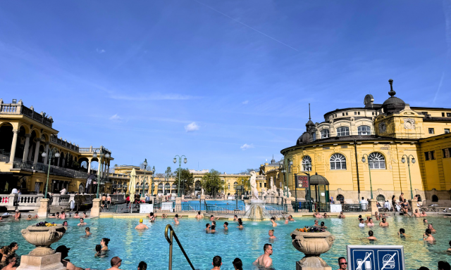 pictue of people enjoying budapest thermal baths